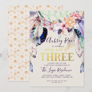 Invitation Boho Dreamcatcher   Young Wild & Three