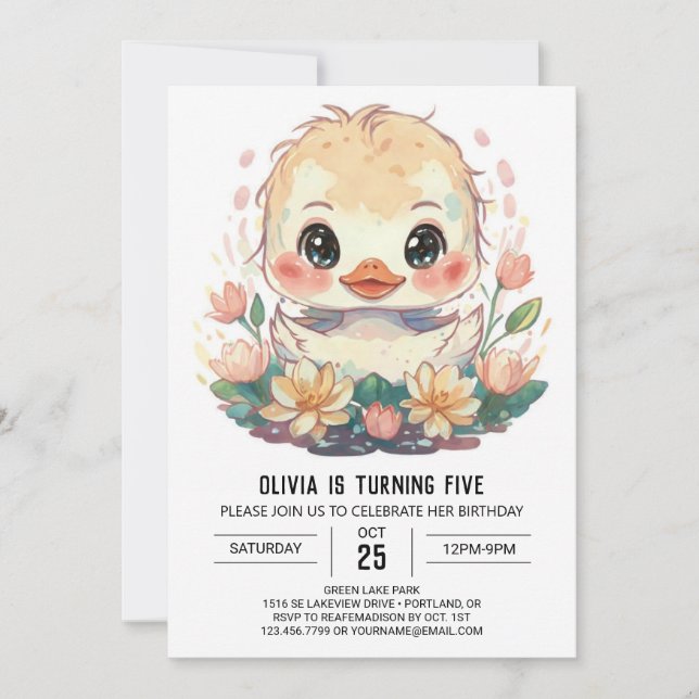 Invitation Boho Duckkling Anniversaire (Devant)