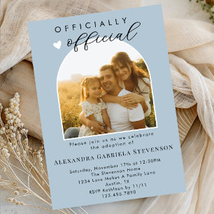 Invitation Boho Dusty Bleu Fête de l'adoption officielle