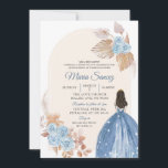 Invitation Boho Dusty Blue Floral Mexicain Quinceañera Invita<br><div class="desc">Boho Dusty Blue Floral Mexicain Quinceañera Invitation</div>