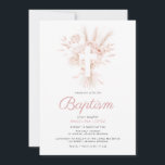 Invitation boho dusty rose pampas baptême floral<br><div class="desc">Ce design présente de jolies aquarelles bohème,  des fleurs roses poussiéreuses et une croix blanche. Vous pouvez modifier les couleurs et le texte pour correspondre à votre propre thème.</div>