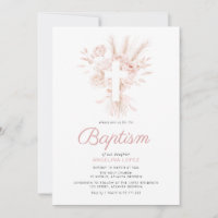 boho dusty rose pampas baptême floral