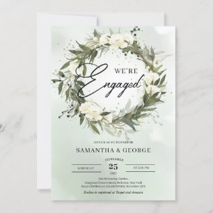 Invitation Boho Dusty vert Olive couronne blanc roses