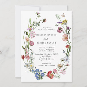 Invitation Boho Dutch Wild Flowers & Butterflies Mariage