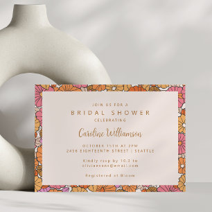 Invitation Boho Earthy Burange Orange Floral Fête des mariées