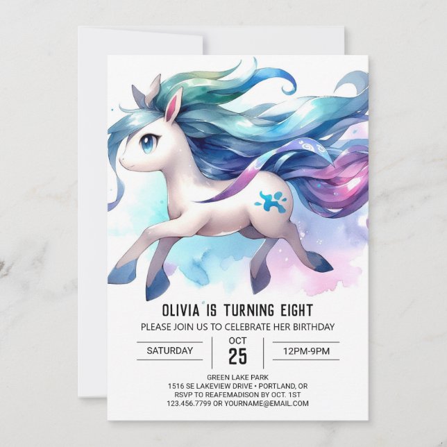 Invitation Boho Editable Horse Anniversaire (Devant)