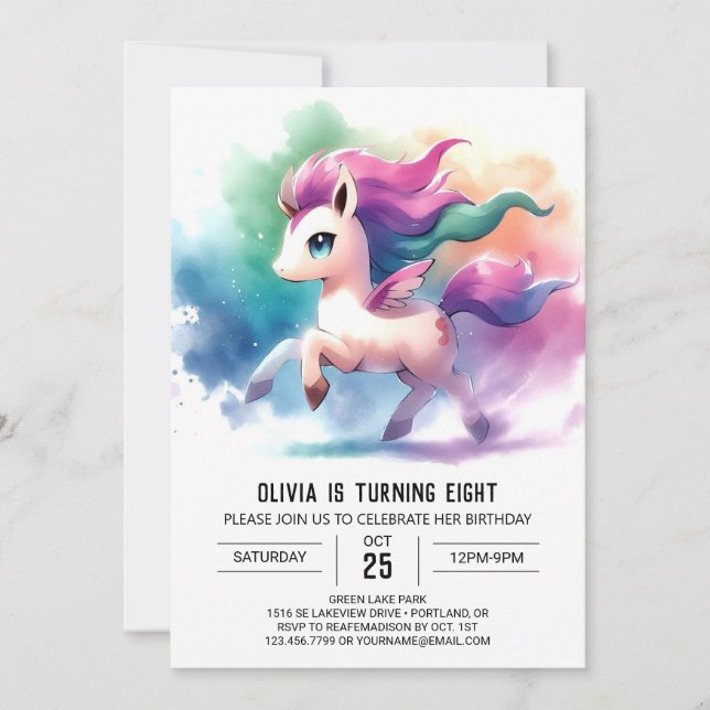 Invitation Boho Editable Horse Anniversaire (Devant)