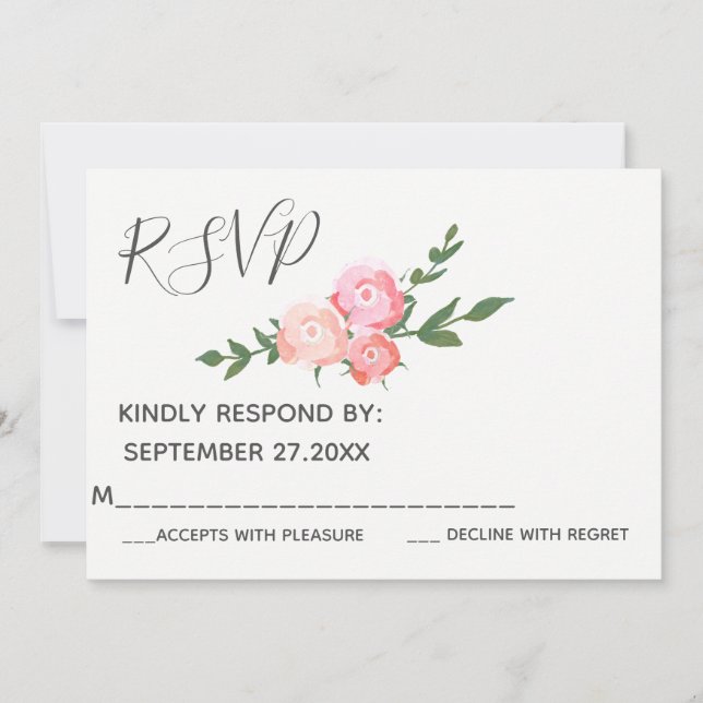 Invitation Boho élégant aquarelle rose mariage RSVP (Devant)