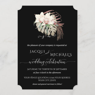 Invitation BOHO Elegant blanc orchidée Floral Tropical Mariag