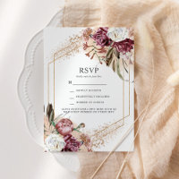Boho Elegant Boho Burgundy, Blush & Rose Gold RSVP