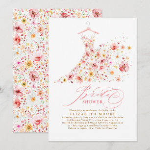Invitation Boho Elegant Fleur sauvage Blush Fête des mariées 