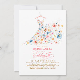Invitation Boho Elegant Fleur sauvage Floral Quinceanera