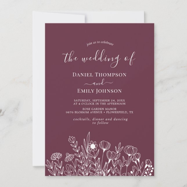Invitation Boho Elegant Floral Mariage (Devant)