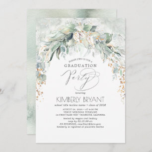 Invitation Boho Elegant Gold Parties scintillant Verdure Grad