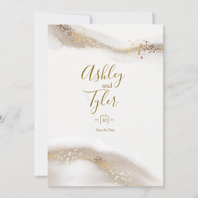 Invitation Boho Elegant Mariage Côtier (Devant)