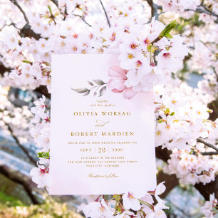 Invitation Boho élégant moderne Dusty Rose Rose Rose Mariage