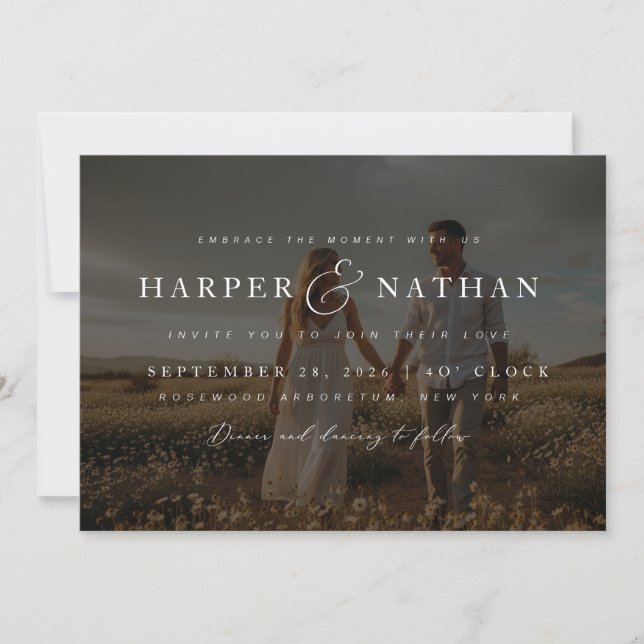 Invitation Boho Elegant Photo Overlay RSVP QR Code Wedding (Devant)