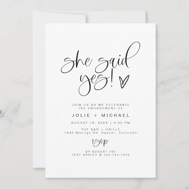 Invitation Boho Elle A Dit Oui Fête De Fiançailles (Devant)
