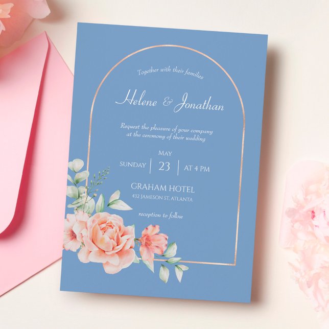 Invitation Boho en arc bleu Dusty (Créateur téléchargé)