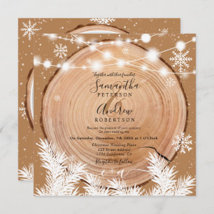 Invitation Boho en bois de neige rustique mariage photo de No