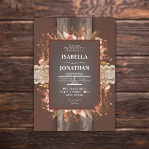 Invitation Boho en bois Mariage rustique