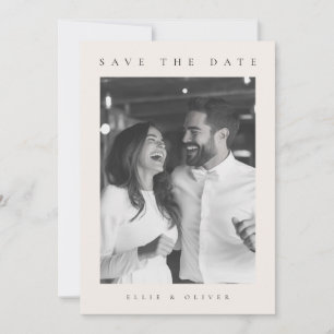 Invitation Boho en crème beige Photo Enregistrer la date