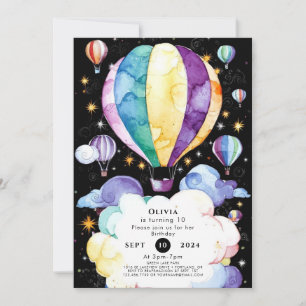 Invitation Boho Enchantage Hot Air Balloon Anniversaire
