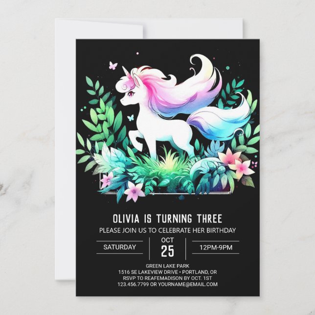 Invitation Boho Enchanted Horse Anniversaire (Devant)