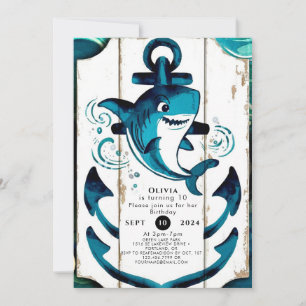 Invitation Boho Enchanted Nautical Shark Anniversaire