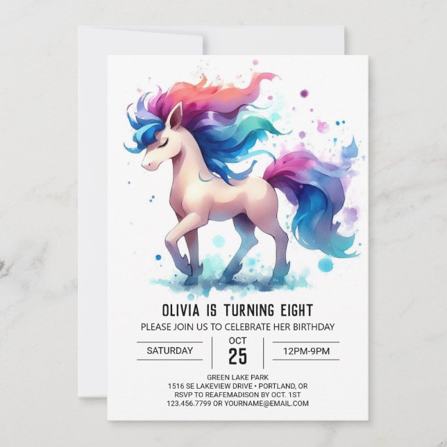 Invitation Boho Enfants Cheval Anniversaire (Devant)