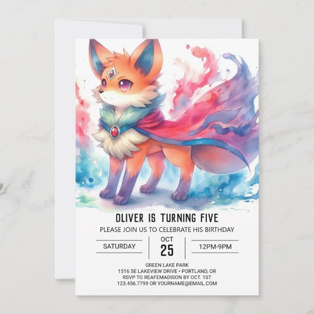 Invitation Boho Enfants Fox Anniversaire (Devant)