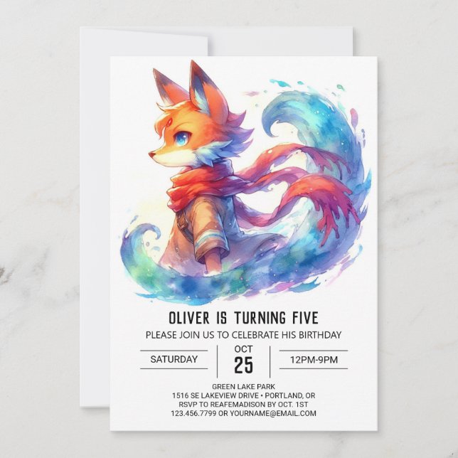 Invitation Boho Enfants Fox Anniversaire (Devant)