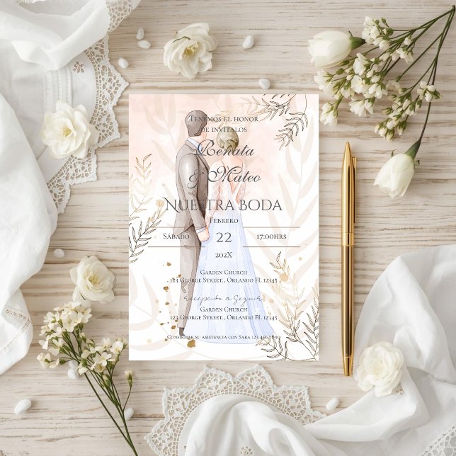 Invitation Boho espagnol avec mariage de mariée et marié (Créateur téléchargé)