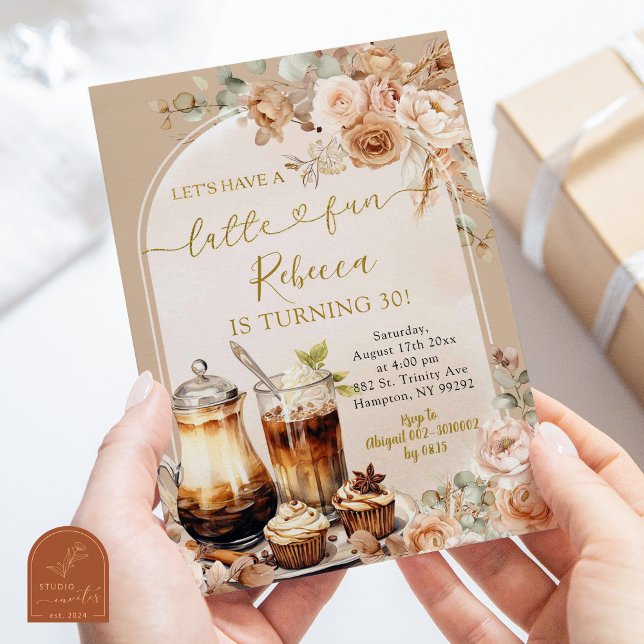 Invitation Boho Espresso Martini Latte Amusement Adulte Anniv (Créateur téléchargé)