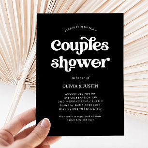 Invitation Boho et Retro Black Douche Couples