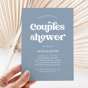 Invitation Boho et Retro Dusty Blue   Douche Couples