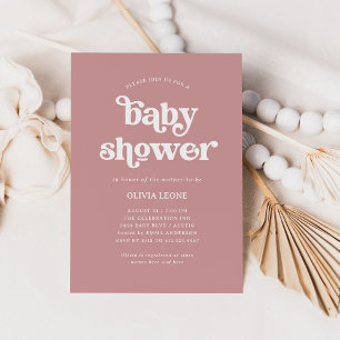 Invitation Boho et Retro Dusty Rose BABY SHOWER