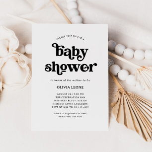 Invitation Boho et Retro noir et blanc BABY SHOWER