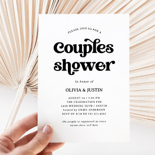 Invitation Boho et Retro noir et blanc   Douche Couples