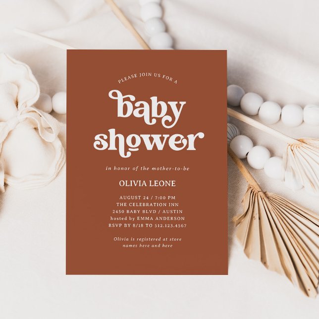 Invitation Boho et Rétro Terracotta | BABY SHOWER (Créateur téléchargé)