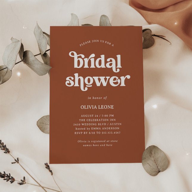 Invitation Boho et Rétro Terracotta | FÊTE DES MARIÉES (Créateur téléchargé)