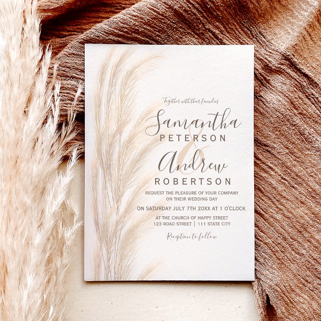 Invitation Boho été pampas herbe aquarelle mariage (Créateur téléchargé)