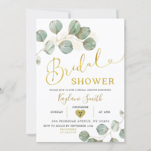 Invitation Boho Eucalyptus Gold Fête des mariées de verdure