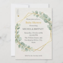 Boho Eucalyptus Greenery Gold Baby Showers