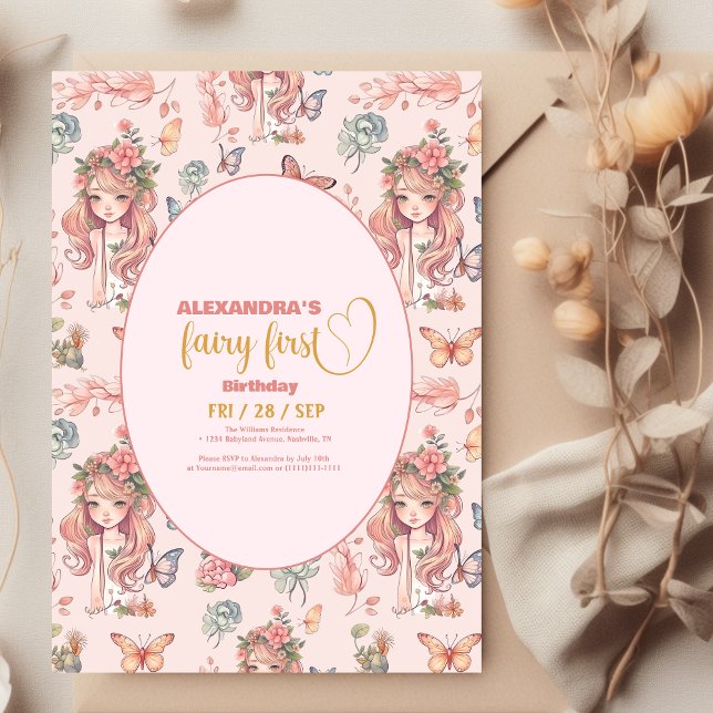 Invitation Boho Fairy Première fille 1er anniversaire (Créateur téléchargé)