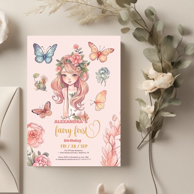 Invitation Boho Fairy Première fille 1er anniversaire (Créateur téléchargé)