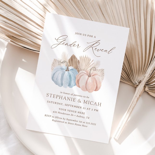 Invitation Boho Fall Citrouille Gender Reveal (Créateur téléchargé)