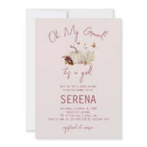 Boho Fall Citrouille Watercolor Girl Baby Invitati