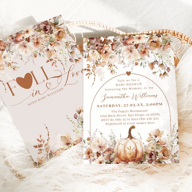 Invitation Boho Fall en amour Baby shower Fleur sauvage (Créateur téléchargé)
