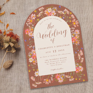Invitation Boho Fall Fleur sauvage Arch Burnt Orange Mariage